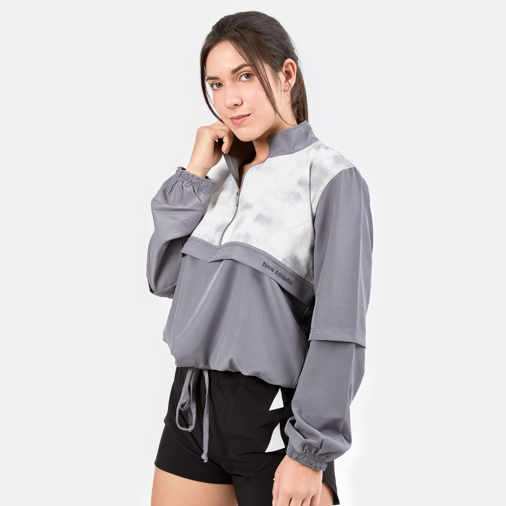 Ropa New Athletic Casaca Megan Gris Para Mujer