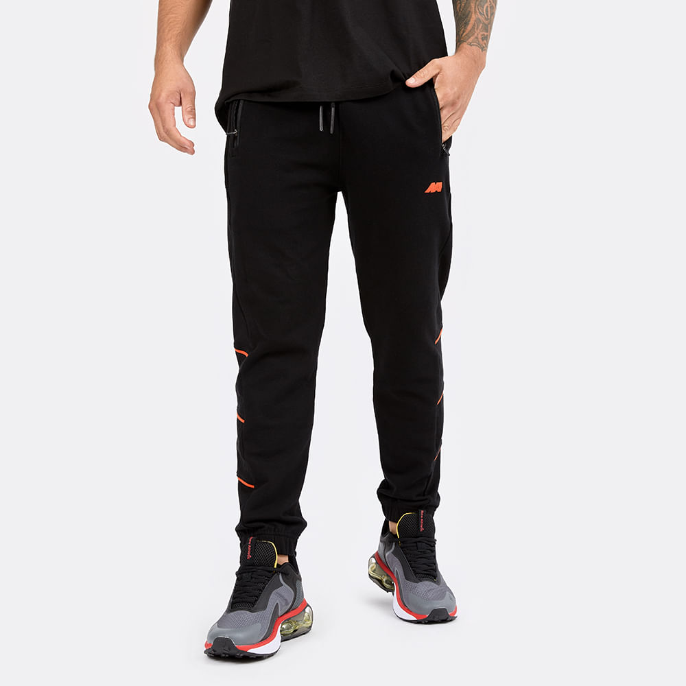 Ropa New Athletic Jogger Vicente Negro Con Naranja Para Hombre
