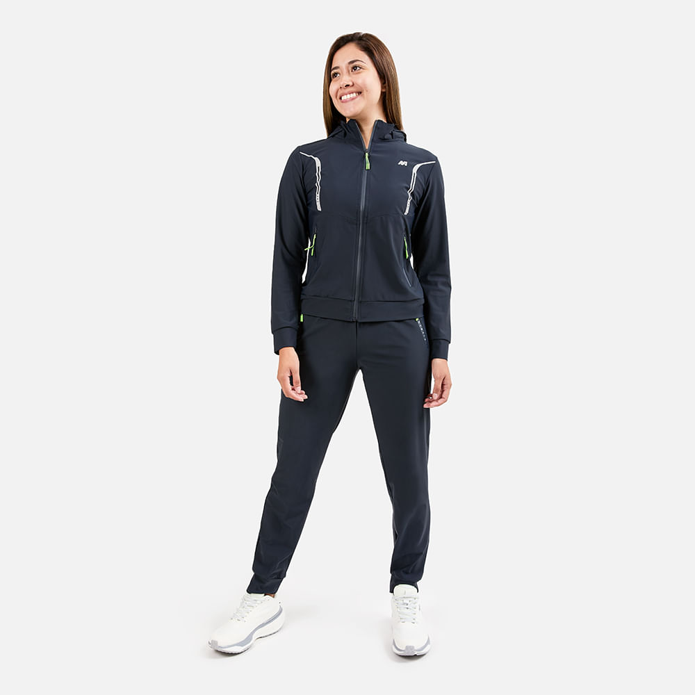 Ropa New Athletic Buzo Wear Azulino Con Gris Para Mujer