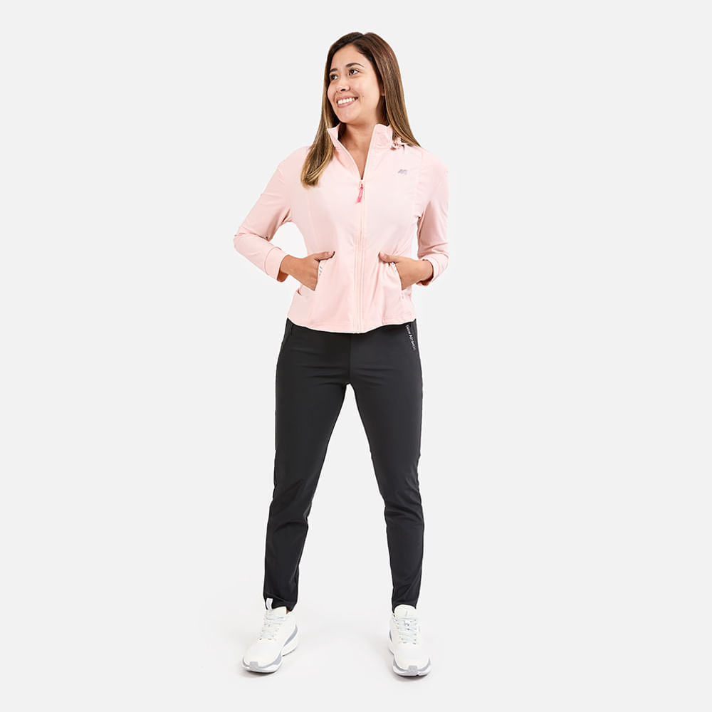 Ropa New Athletic Buzo Reflex Rosado Con Negro Para Mujer