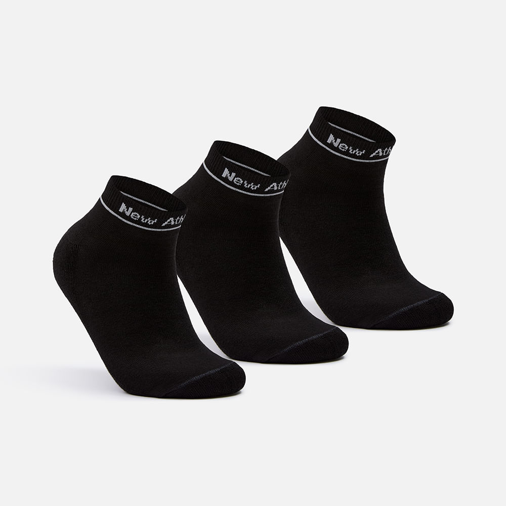 Medias Pack De 3 New Athletic Tobilleras Negro Unisex