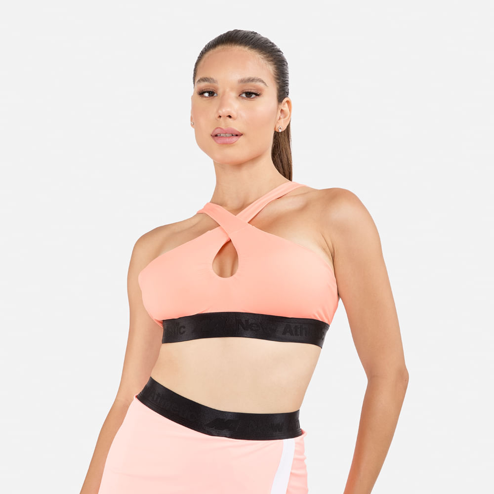 Bra Top New Athletic Desire Coral Con Negro Mujer
