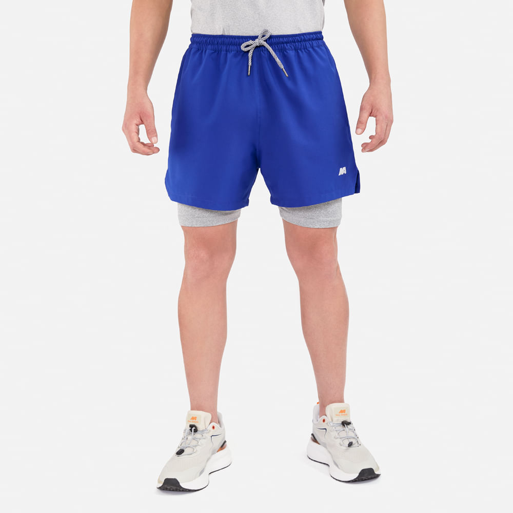 Short Biker New Athletic Venato Azul Con Gris Hombre