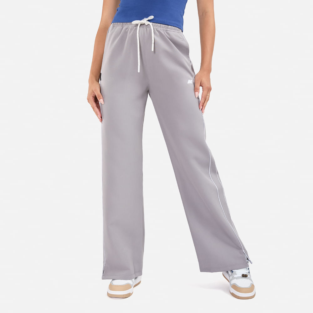 Pantalón New Athletic Adela Gris Con Blanco Mujer