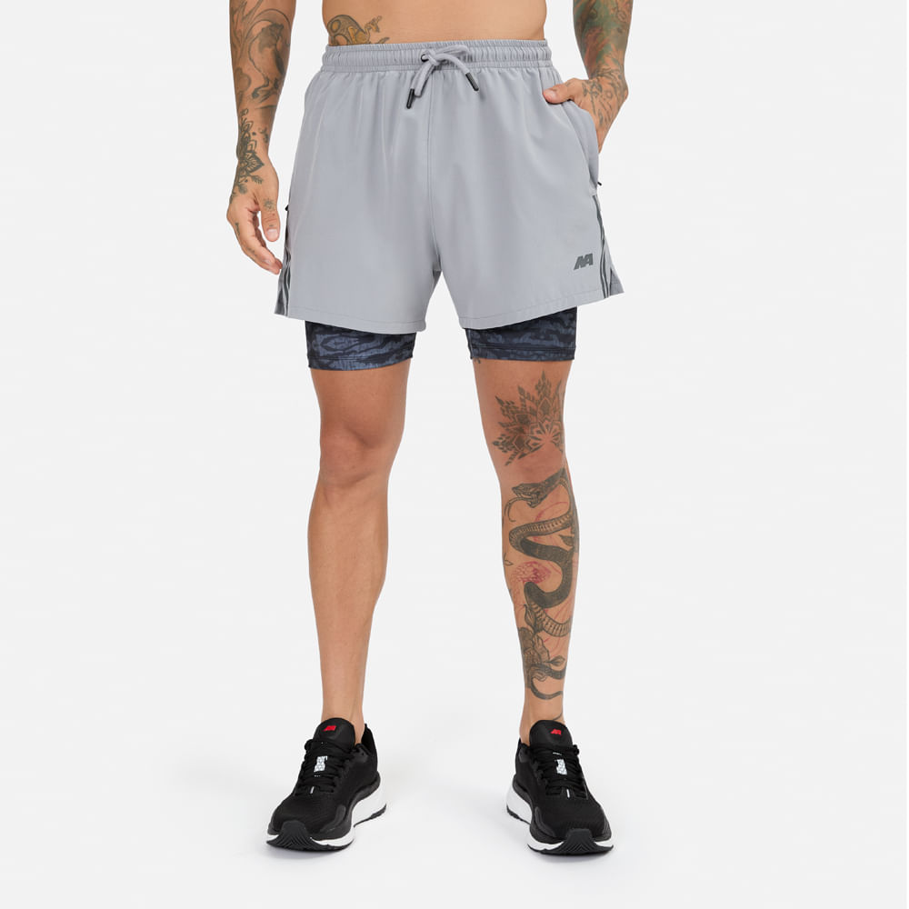 Short Biker New Athletic Nacho Gris Con Plomo Hombre