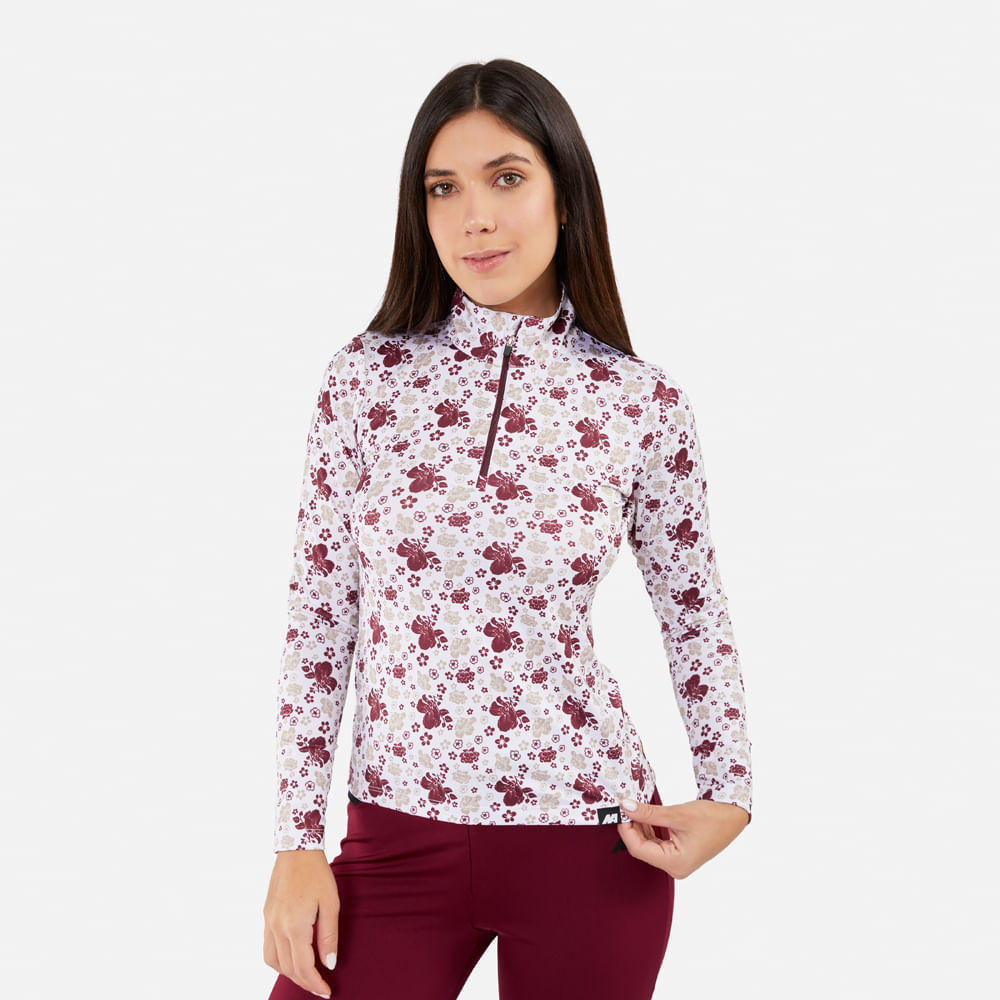 Polo Ml New Athletic Simone Blanco Con Vino Mujer