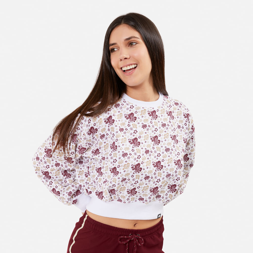 Polera New Athletic Oprah Blanco Con Vino Mujer