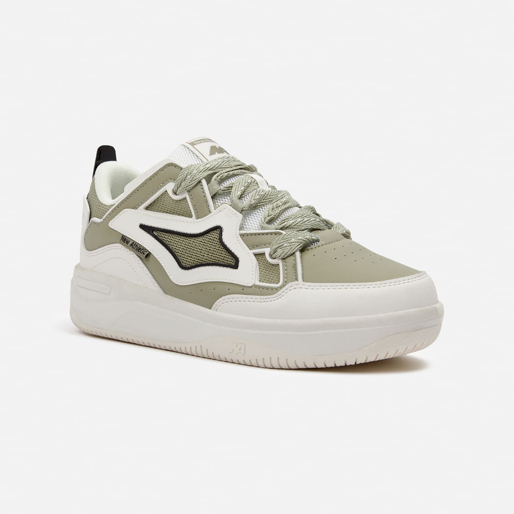 Zapatillas New Athletic Skateboarding Kuel94 Crema Con Verde Menta Mujer